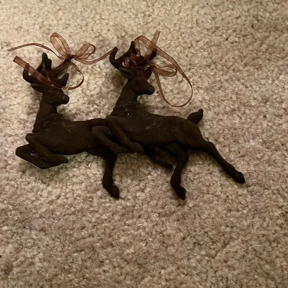 Set of 2 Felt Deer Ornaments